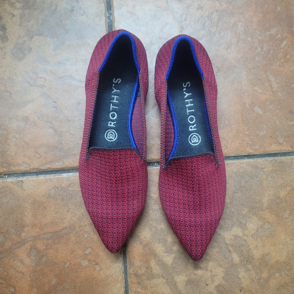 EUC Rothy's The Point Ballet Flats in Scarlett Tweed (Retired Color) Size 8 - Picture 5 of 10